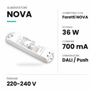 Ideal lux nova alimentatore dimmerabile dali push 36w 700ma per faretti da incasso