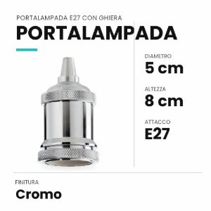 Ideal lux portalampada e27 con ghiera cromo