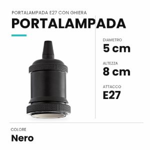 Ideal lux portalampada e27 con ghiera nero