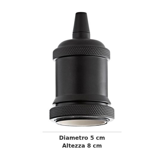 Ideal lux portalampada e27 con ghiera nero