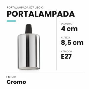 Ideal lux portalampada e27 liscio cromo