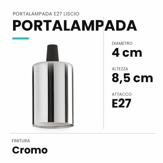 Ideal lux portalampada e27 liscio cromo