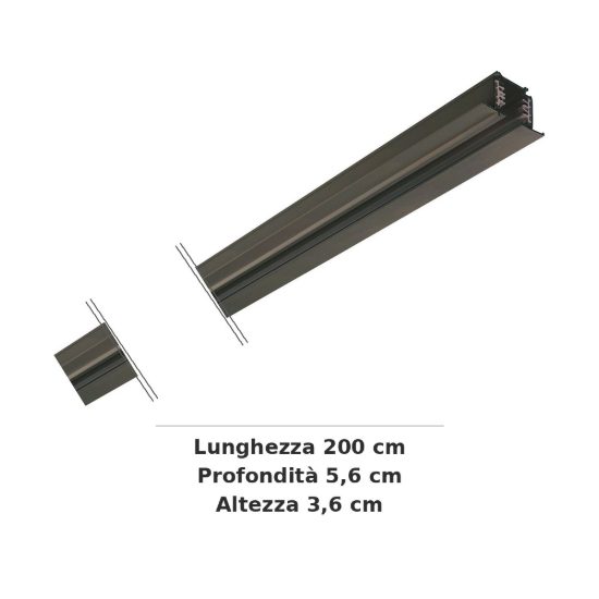 Ideal lux link binario trifase da incasso 2m dali/1-10v nero
