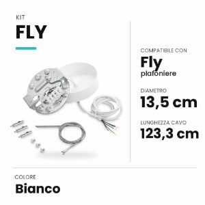 Ideal lux fly kit di sospensione per plafoniere bianco