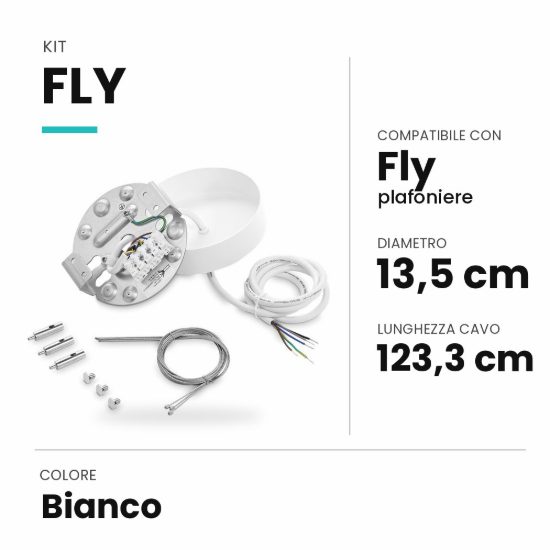 Ideal lux fly kit di sospensione per plafoniere bianco