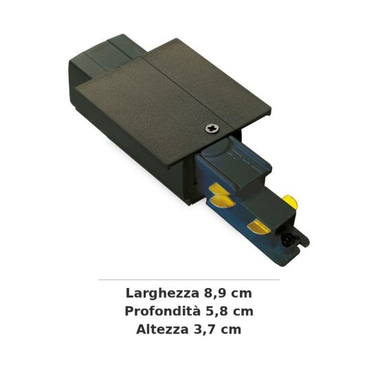 Ideal lux link testata di alimentazione sinistra per binario trifase da incasso dali/1-10v nera
