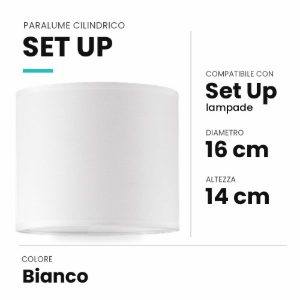 Ideal lux set up paralume cilindrico in tessuto 16x14cm bianco