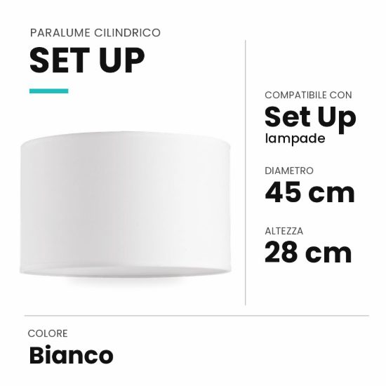 Ideal lux set up paralume cilindrico in tessuto 45x28cm bianco
