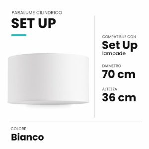 Ideal lux set up paralume cilindrico in tessuto 70x36cm bianco
