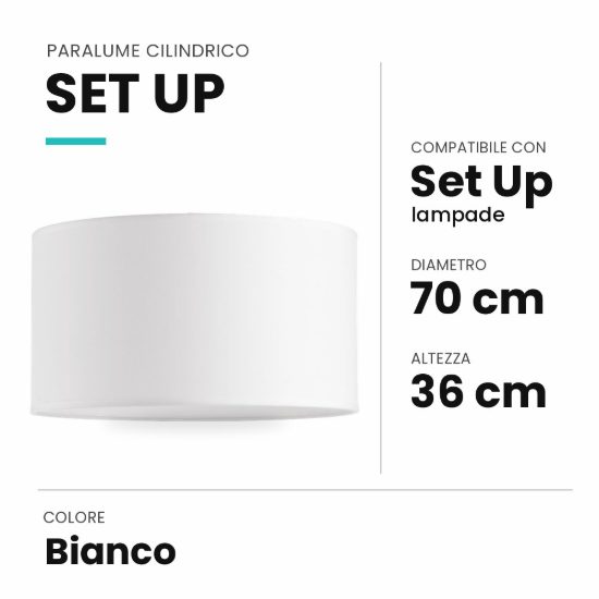 Ideal lux set up paralume cilindrico in tessuto 70x36cm bianco