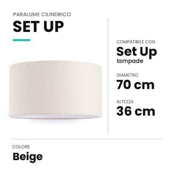 Ideal lux set up paralume cilindrico in tessuto 70x36cm beige