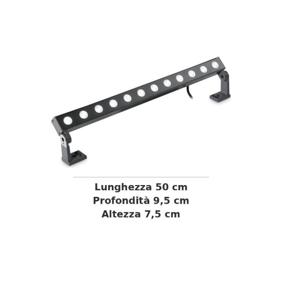 Ideal lux thor faretto da esterno prato led 20w 3000k 50cm lineare moderno antracite