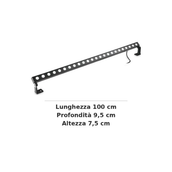 Ideal lux thor faretto da esterno prato led 40w 3000k 100cm lineare moderno antracite