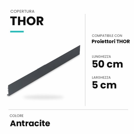 Ideal lux thor copertura 50cm per faretti lineari da esterno antracite