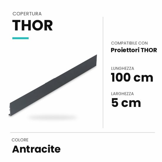 Ideal lux thor copertura 100cm per faretti lineari da esterno antracite