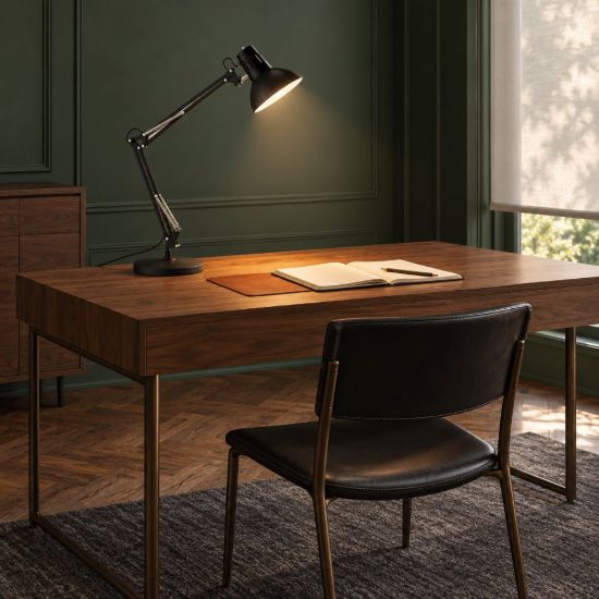 Ideal lux wally tl1 lampada da scrivania snodata e27 moderna nera