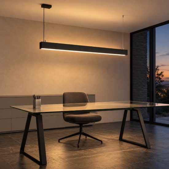Ideal lux steel lampadario lineare biemissione fascio largo led 36w 4000k 107cm nero