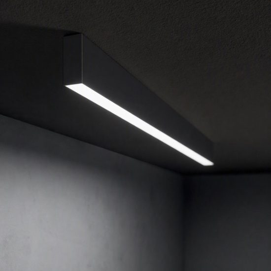 Ideal lux steel lampadario lineare biemissione fascio largo led 36w 4000k 107cm nero