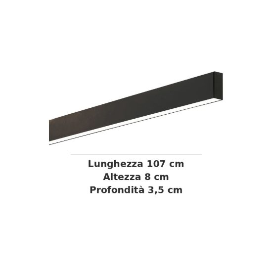 Ideal lux steel lampadario lineare biemissione fascio largo led 36w 4000k 107cm nero