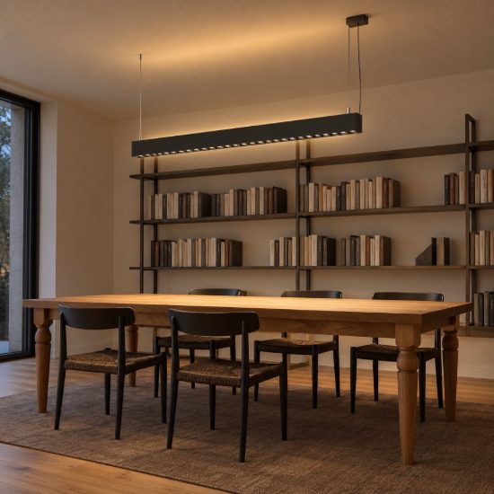Ideal lux steel lampadario lineare biemissione fascio stretto led 36w 3000k 107cm nero