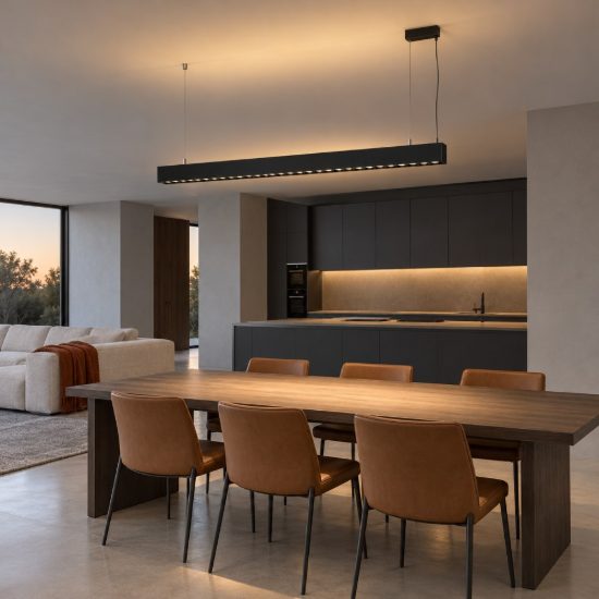 Ideal lux steel lampadario lineare biemissione fascio stretto led 36w 3000k 107cm nero
