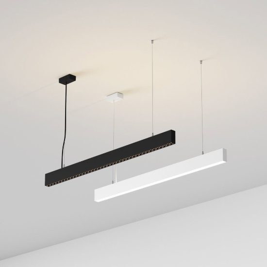 Ideal lux steel lampadario lineare biemissione fascio stretto led 36w 3000k 107cm nero