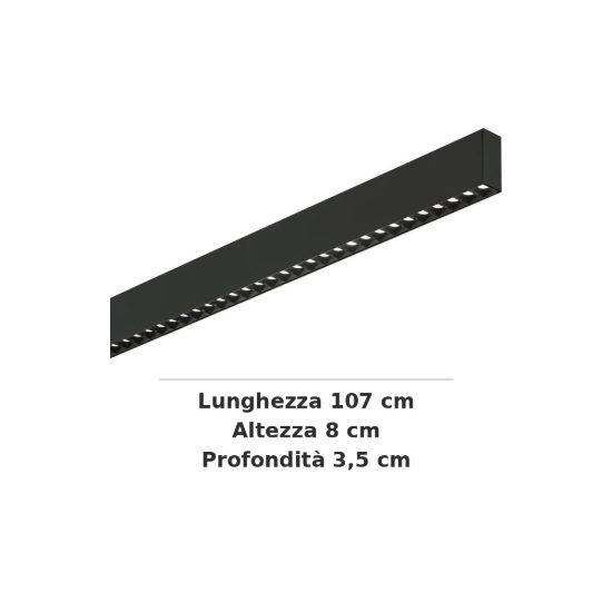 Ideal lux steel lampadario lineare biemissione fascio stretto led 36w 3000k 107cm nero