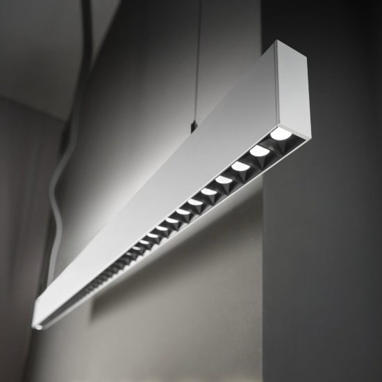 Ideal lux steel lampadario lineare biemissione fascio stretto led 36w 4000k 107cm bianco