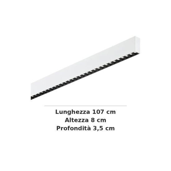Ideal lux steel lampadario lineare biemissione fascio stretto led 36w 4000k 107cm bianco