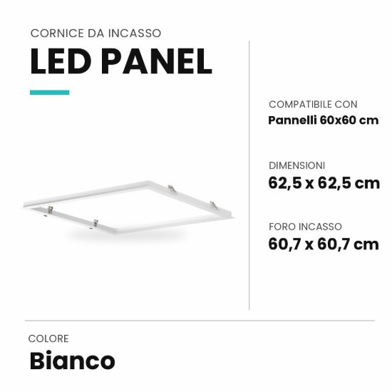 Ideal lux led panel cornice da incasso 60x60cm per pannelli led bianca