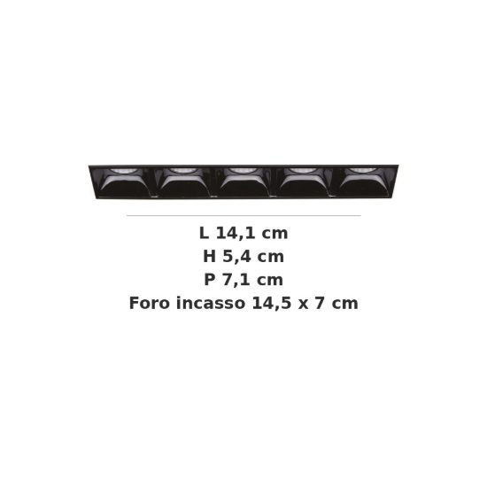 Ideal lux lika faretto da incasso per cartongesso led 12w 4000k foro 14,5x7cm rettangolare nero