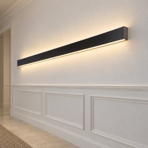 Ideal lux steel applique lineare biemissione led 32w 4000k 120cm moderna nera