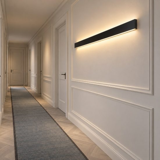 Ideal lux steel applique lineare biemissione led 32w 4000k 120cm moderna nera