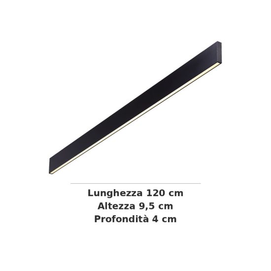 Ideal lux steel applique lineare biemissione led 32w 4000k 120cm moderna nera