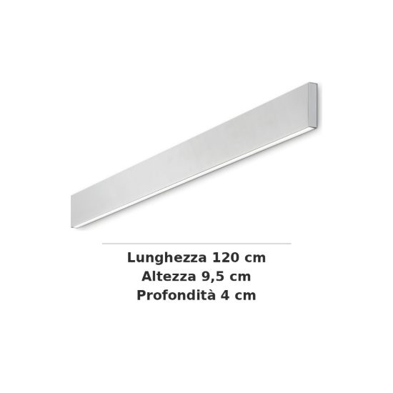 Ideal lux steel applique lineare biemissione led 32w 4000k 120cm moderna bianca