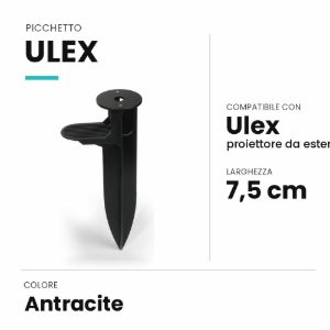 Ideal lux ulex picchetto per proiettore da esterno 15w antracite