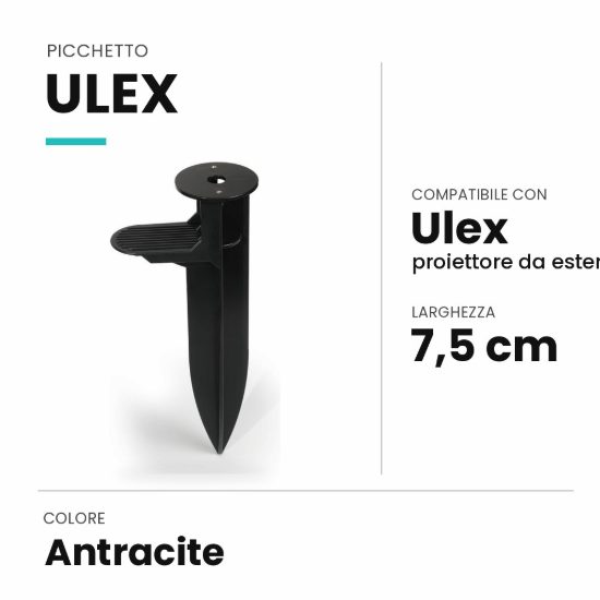 Ideal lux ulex picchetto per proiettore da esterno 15w antracite