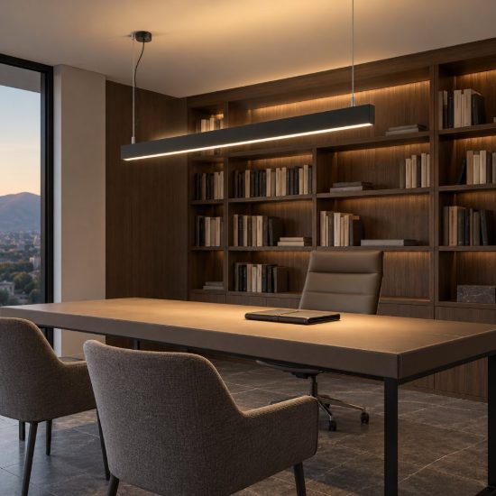 Ideal lux steel lampadario lineare biemissione fascio largo led 32w 4000k 120cm nero