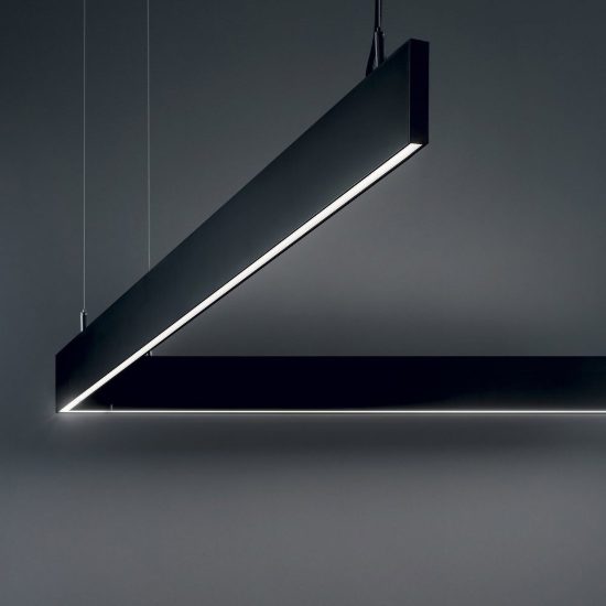 Ideal lux steel lampadario lineare biemissione fascio largo led 32w 4000k 120cm nero