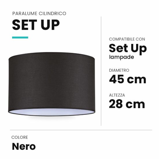 Ideal lux set up paralume cilindrico in tessuto 45x28cm nero