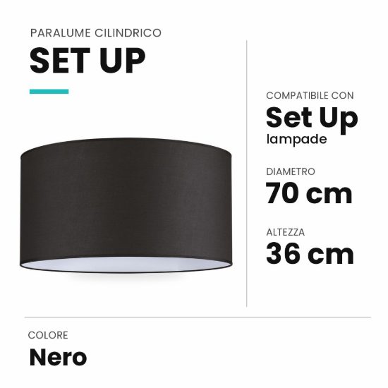 Ideal lux set up paralume cilindrico in tessuto 70x36cm nero