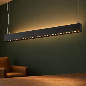 Ideal lux steel lampadario lineare biemissione fascio stretto led 36w 4000k 107cm nero
