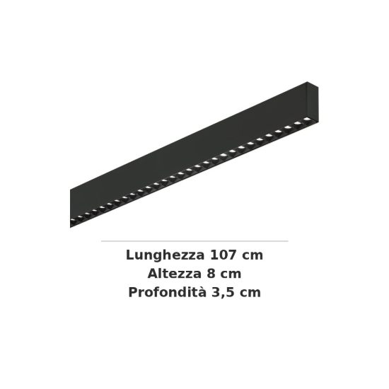 Ideal lux steel lampadario lineare biemissione fascio stretto led 36w 4000k 107cm nero