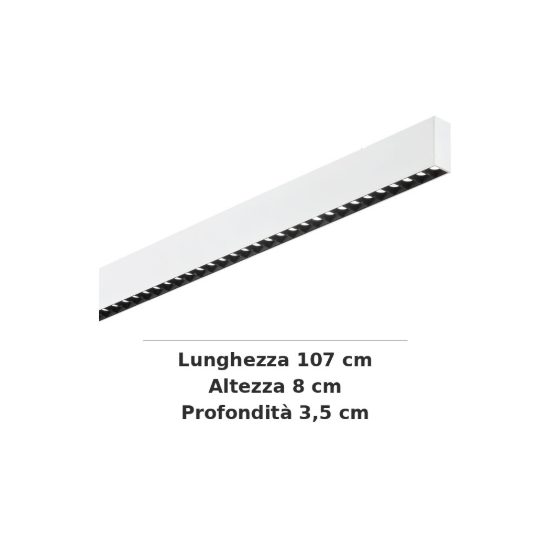 Ideal lux steel lampadario lineare biemissione fascio stretto led 36w 3000k 107cm bianco