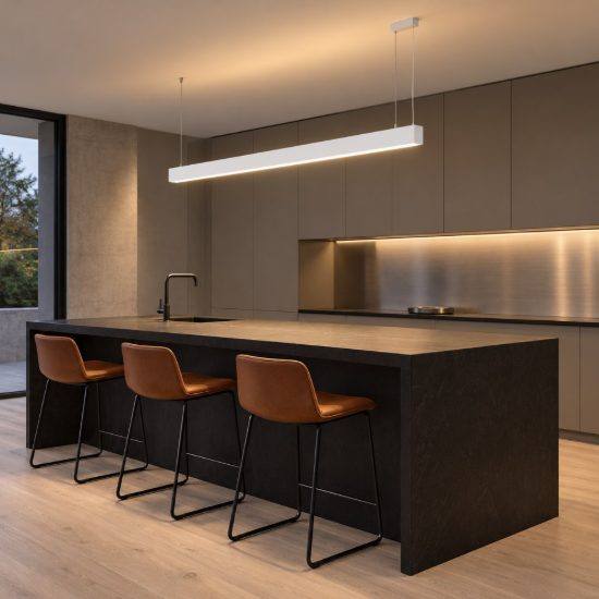 Ideal lux steel lampadario lineare biemissione fascio largo led 36w 4000k 107cm bianco
