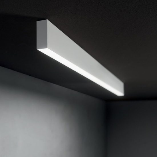 Ideal lux steel lampadario lineare biemissione fascio largo led 36w 4000k 107cm bianco