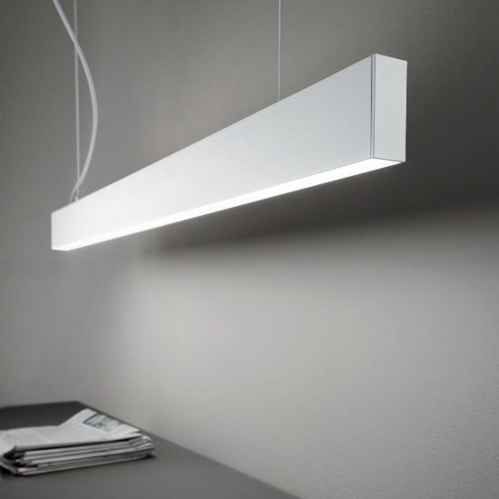 Ideal lux steel lampadario lineare biemissione fascio largo led 36w 4000k 107cm bianco