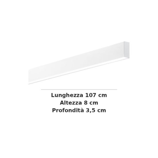 Ideal lux steel lampadario lineare biemissione fascio largo led 36w 4000k 107cm bianco