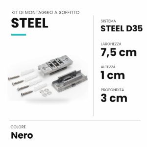 Ideal lux steel kit di montaggio a soffitto per sistema lineare nero