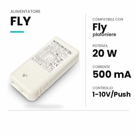 Ideal lux fly alimentatore dimmerabile 1-10v/push 20w 500ma per plafoniere 35cm